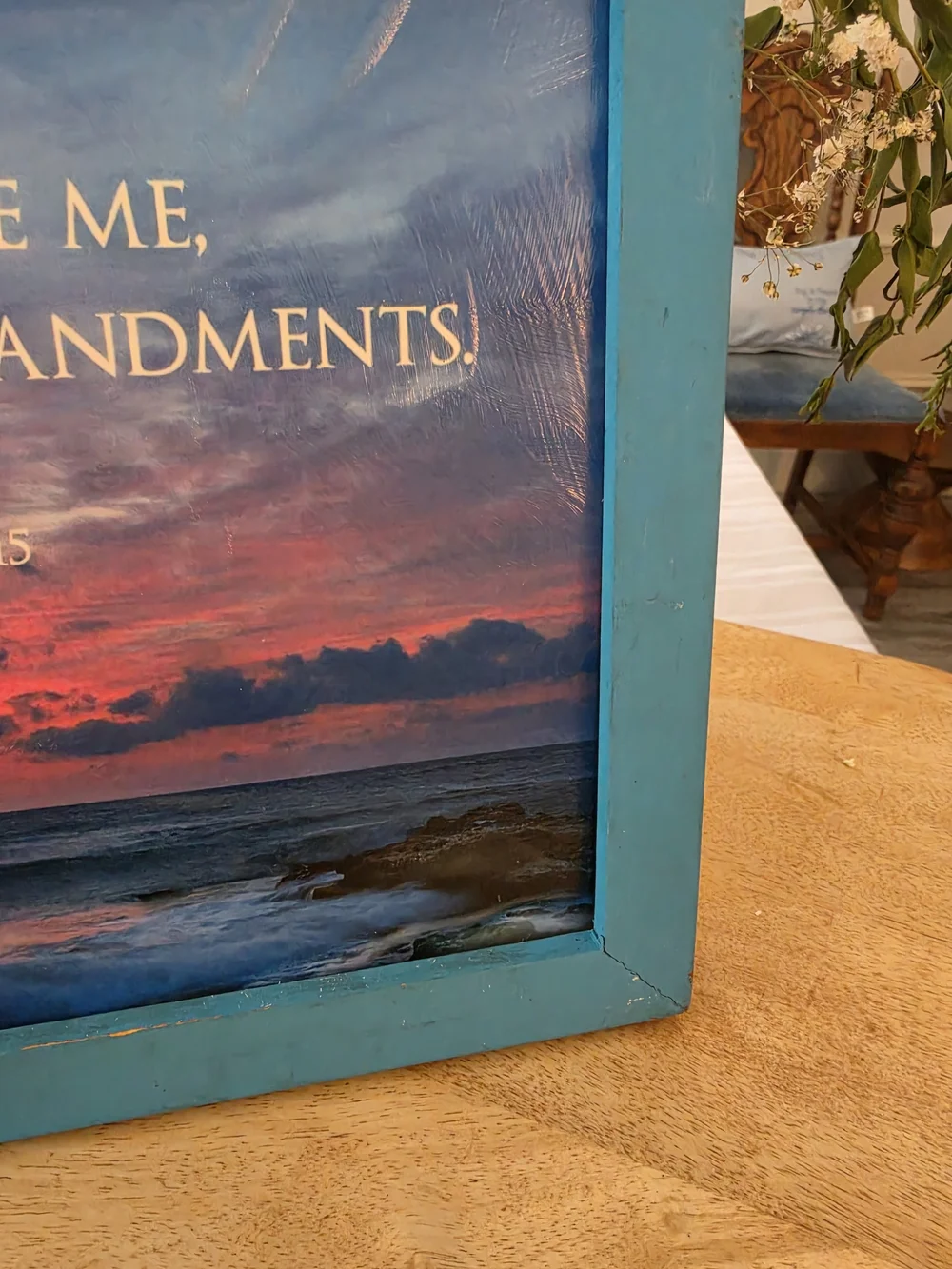 Turquoise Coastal Scripture Picture Frame - John 14:15